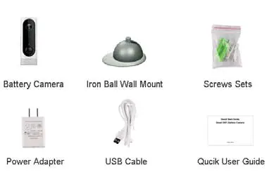 Rehentele Smart WiFi Battery Camera - PACKING LIST