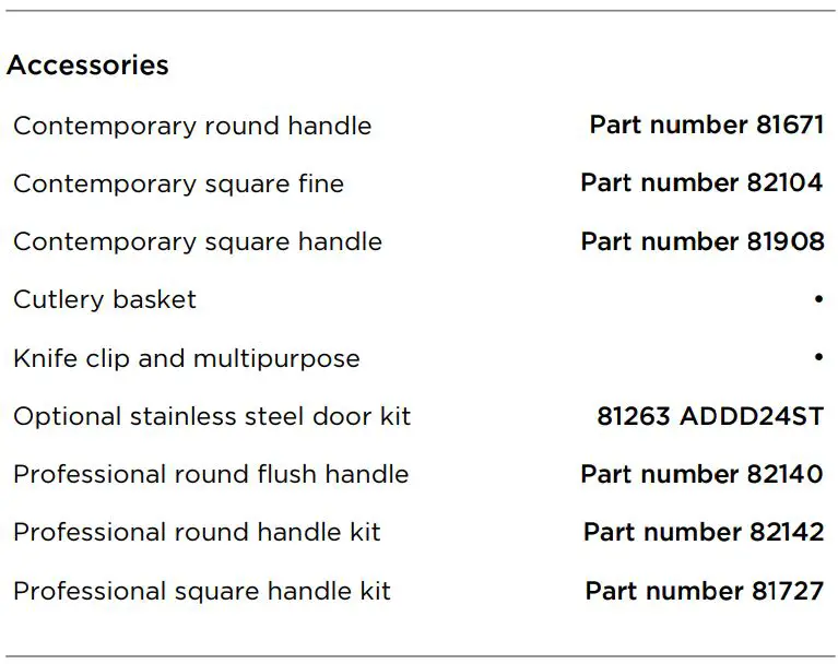 FISHER PAYKEL DD24STX6I1 Integrated Single DishDrawer™ Dishwasher, Tall, Sanitize User Guide - SPECIFICATIONS