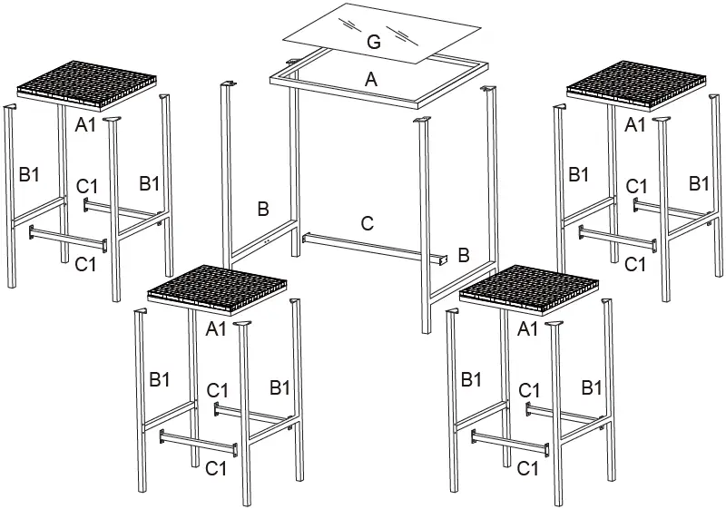 HARVEY 43162161 5 Piece Outdoor Bar Setting 02