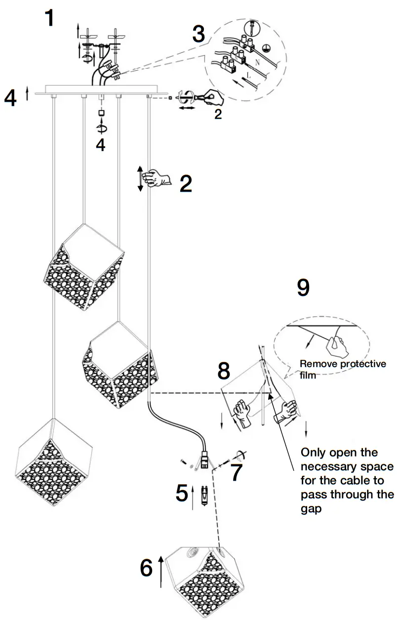 Schuller 720403 Round Lamp 4 Pendants of 6W Led fig