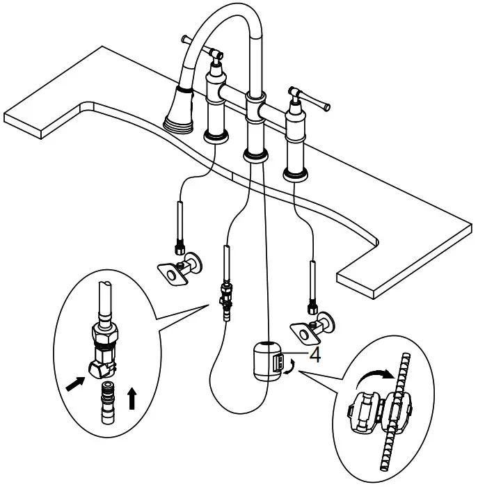 Kraus Allyn Transitional Bridge Kitchen Faucet KPF-3121 -- Attach spray hose and weight