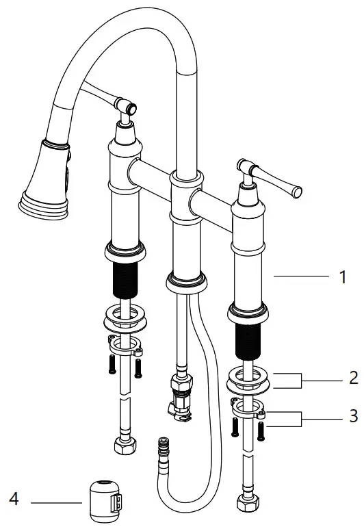 Kraus Allyn Transitional Bridge Kitchen Faucet KPF-3121 -- Diagram and Parts List
