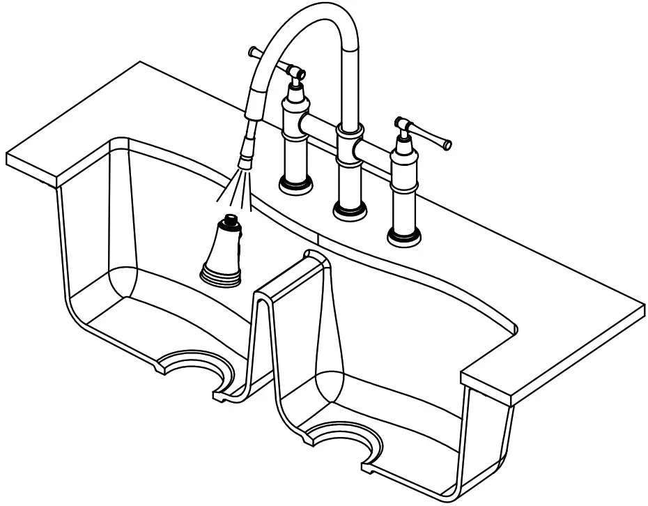 Kraus Allyn Transitional Bridge Kitchen Faucet KPF-3121 -- Flush spray hose