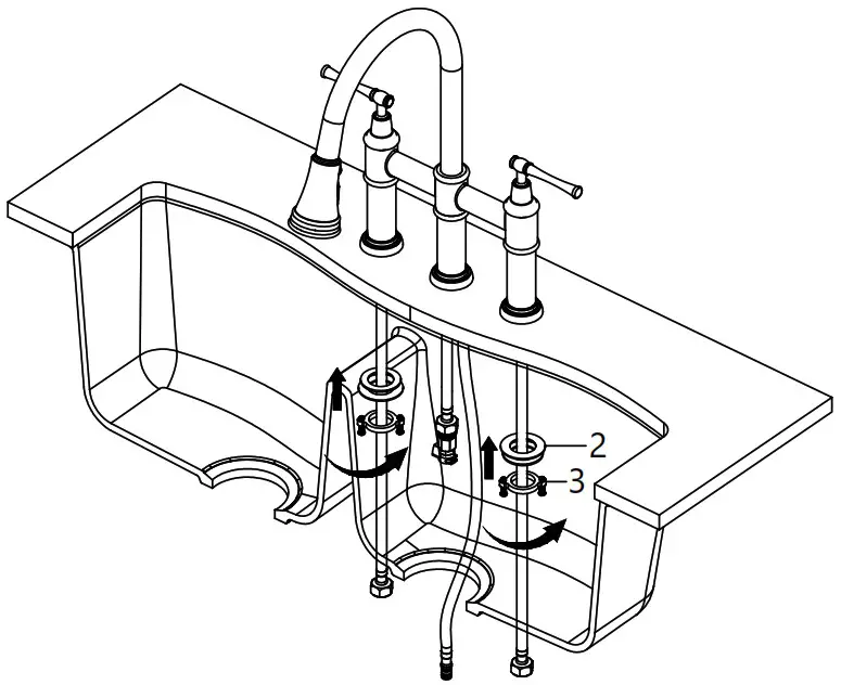 Kraus Allyn Transitional Bridge Kitchen Faucet KPF-3121 -- Install faucet and secure mounting hardware