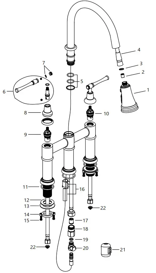 Kraus Allyn Transitional Bridge Kitchen Faucet KPF-3121 -- Replacement Parts