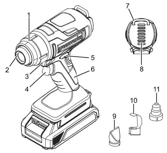 greenworks HG24B00 Heat Gun - fig 1