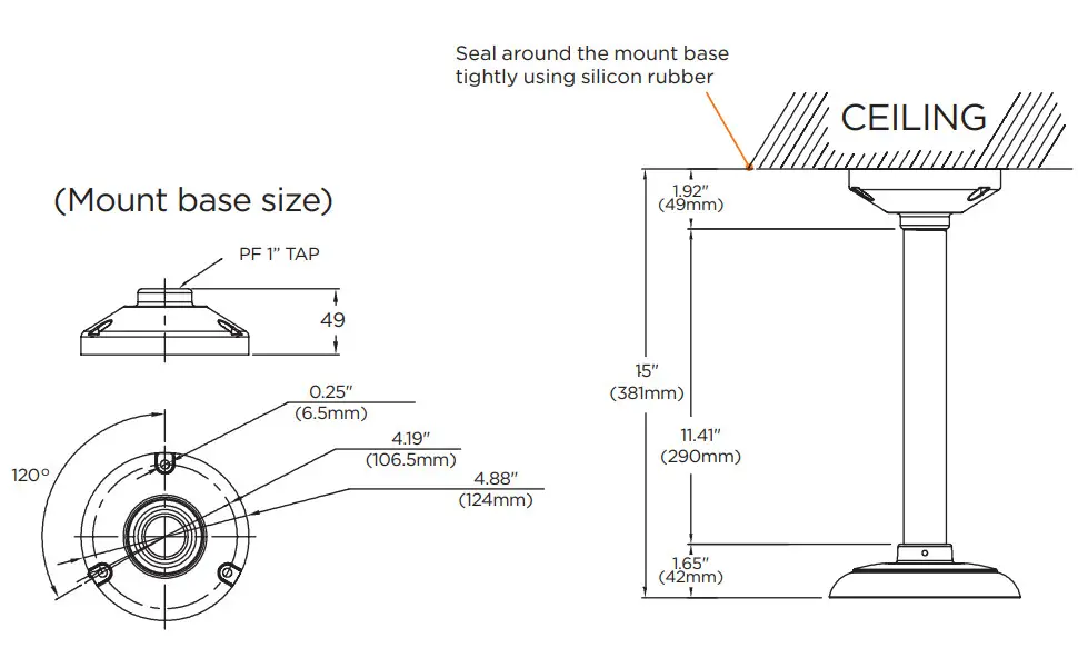 DIGITAL WATCHDOG DWC-P220CMW Ceiling Mounting- Dimensions