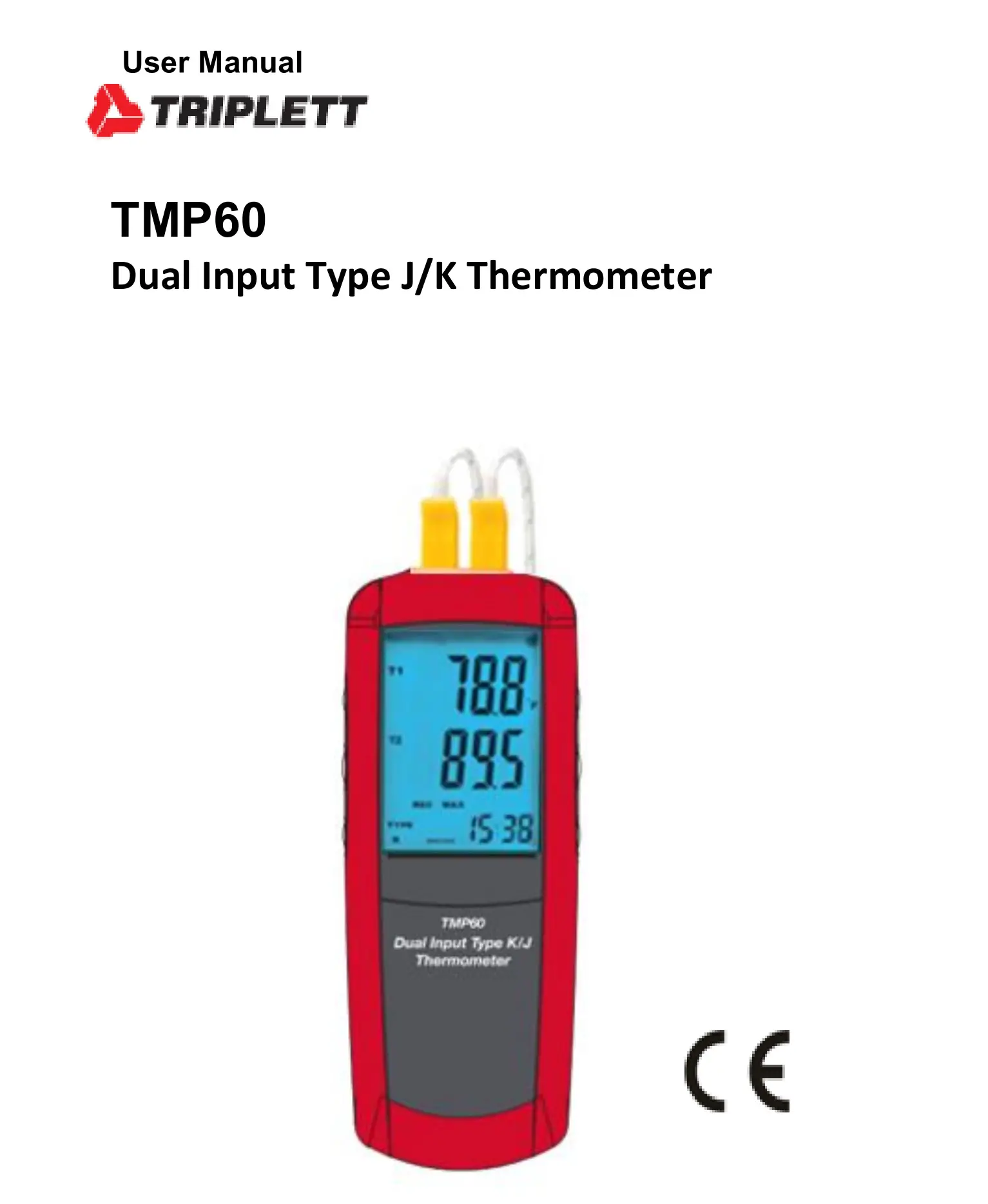 TRIPLETT TMP60 Dual Input Type J K Thermometer User Manual