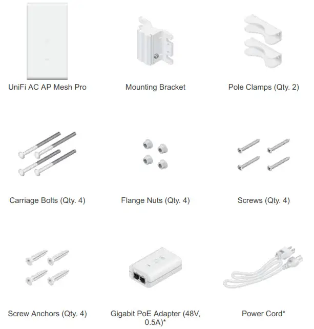 UBIQUITI NETWORKS UAP-AC-M-PRO-US UniFi AC Mesh Wide-Area - Package Contents