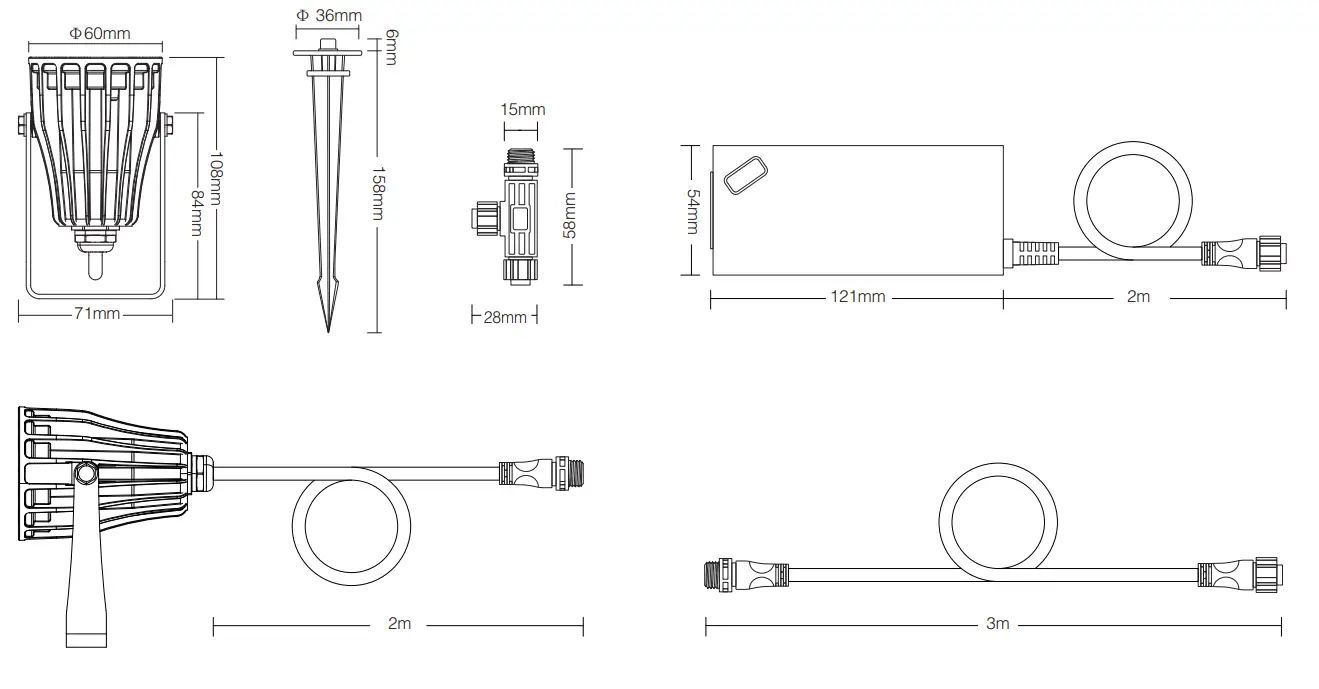MiBOXER FUTC08A 6W Rechargeable LED Garden Light Power Cable Kit - fig