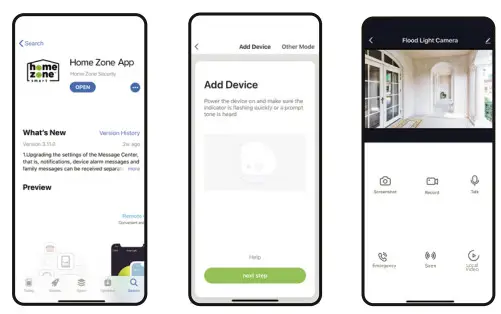 home zone security ES06582G Smart Wireless Triple Head Led Floodlight Camera - APP