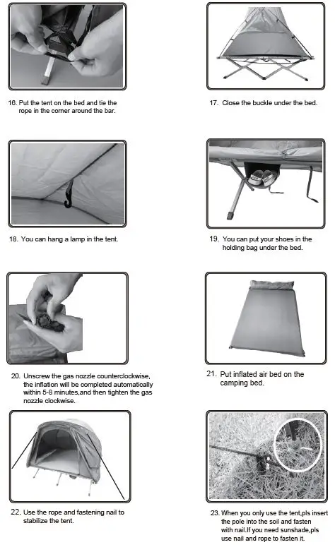 COSTWAY NP10152 Double Tent Cot Camping Bed 4