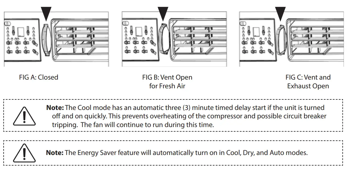 Koldfront WAC18001W Window Air Conditioner Owner's Manual - Fig. A,B,C