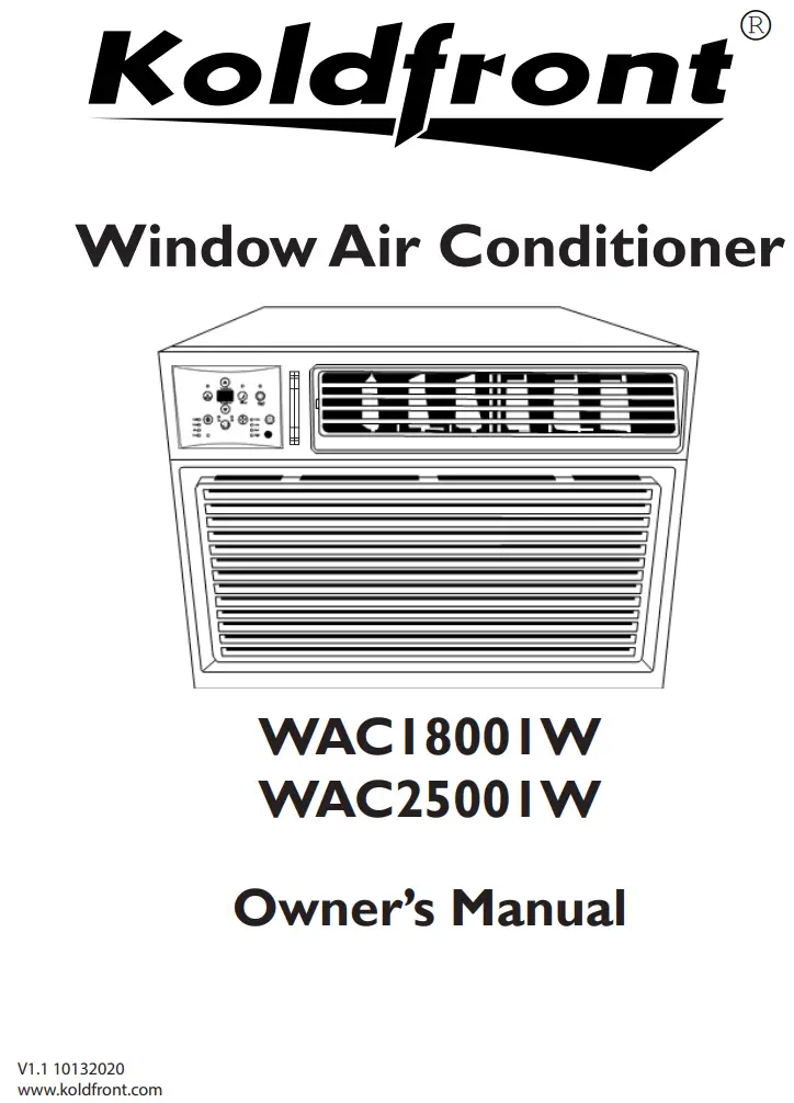 Koldfront WAC18001W Window Air Conditioner Owner's Manual