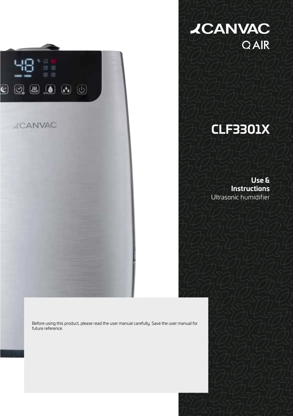 CANVAC CLF3301X Portable Ultrasonic humidifier Instructions