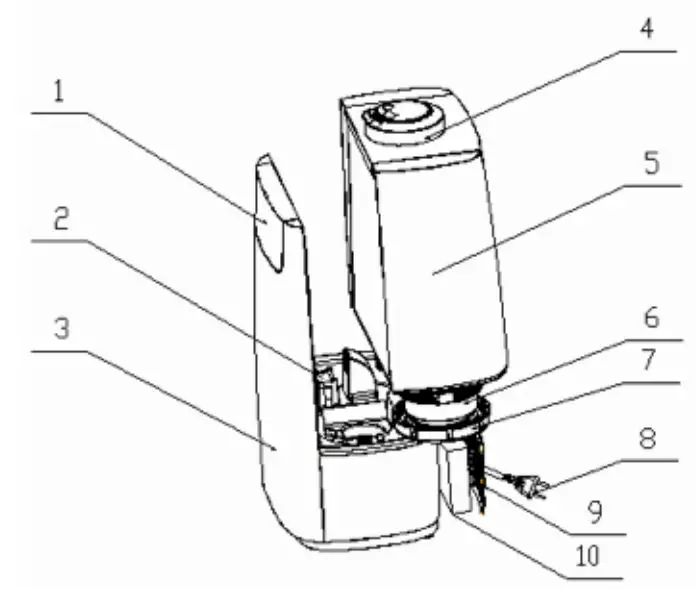 CANVAC CLF3301X Portable Ultrasonic humidifier - MAIN COMPONENTS