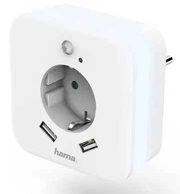 hama 00223498 LED Night Light with Socket 2 USB Outputs Motion and Light Sensor -