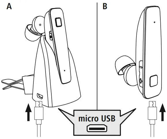 Switch off the headset and connect it