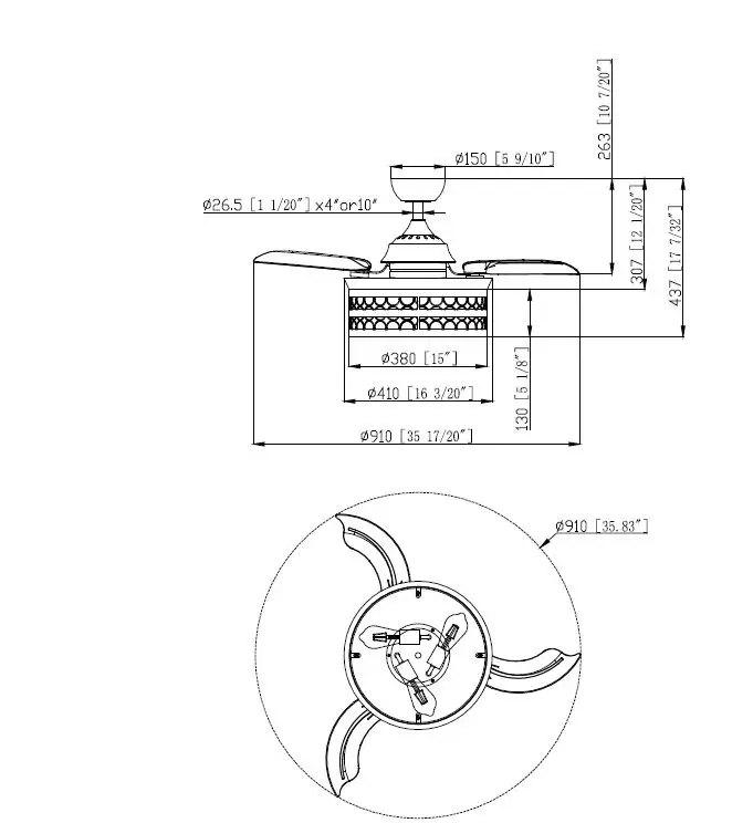 Parrot Uncle F3518110V 36-Inch Indoor Farmhouse Retracta2le Ceiling Fan 33