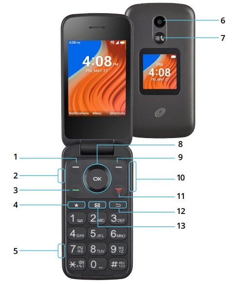 TCL ALT408DL Flip 2 Big Button Mobile Phone - parts