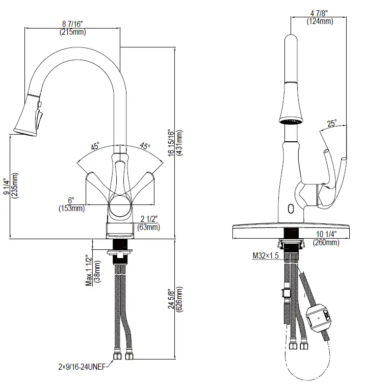 BEMIS FLOW Motion Activated Single Handle Pull Down Sprayer Kitchen Faucet-1