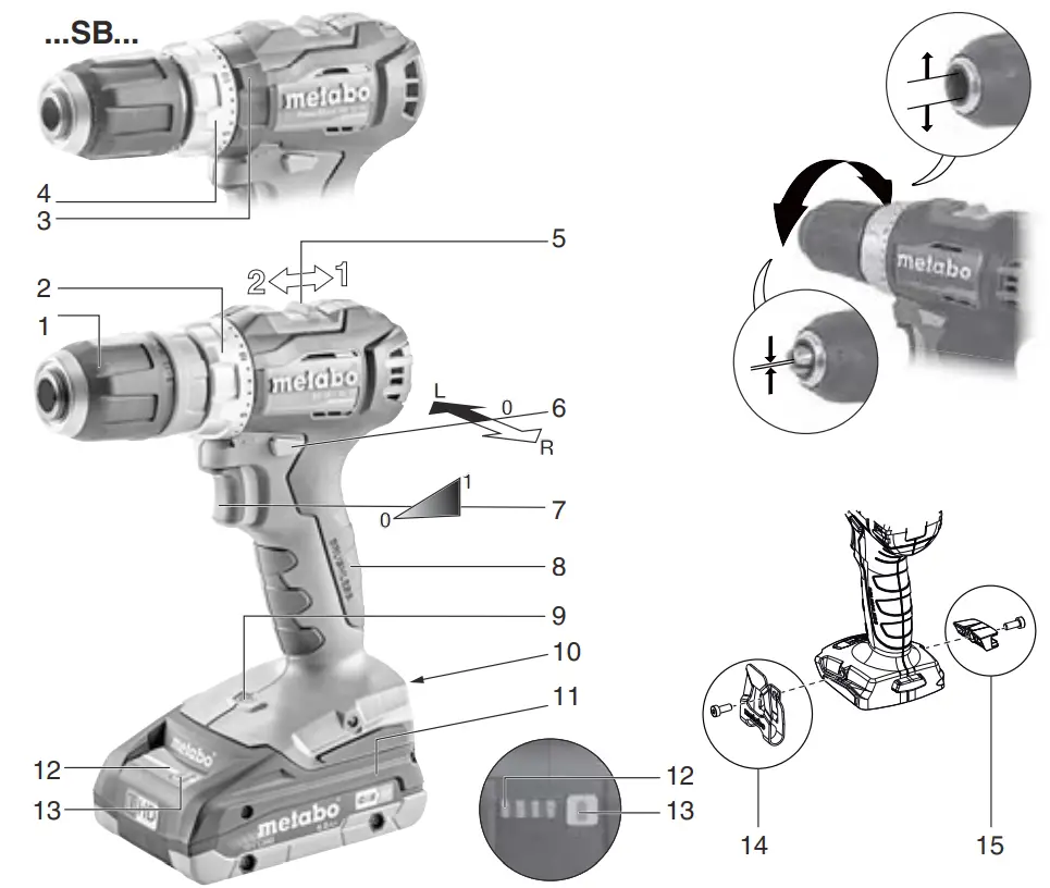 metabo BS 18 L BL Cordless Drill Driver - parts