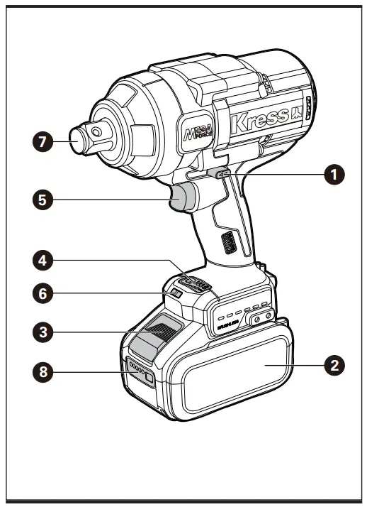 Kress KUB35 91 Lithium Ion Brushless Impact Wrench - Fig