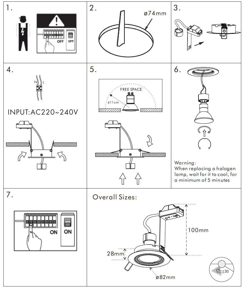 QAZQA 45928 Recessed Spot Tiltable