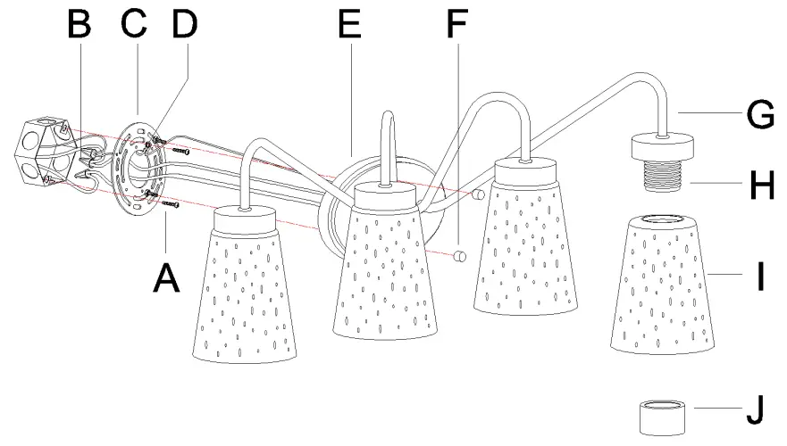 ZEVNI A04726 Cador 21 Inch Wide Black Vanity Light - fig 2