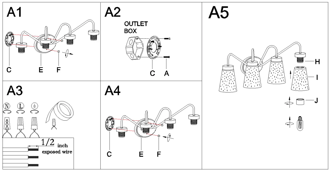 ZEVNI A04726 Cador 21 Inch Wide Black Vanity Light - fig 4