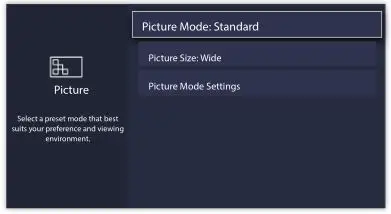 SHARP LC-65Q620U TV - Picture Menu