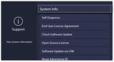SHARP LC-65Q620U TV - Support Menu