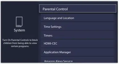 SHARP LC-65Q620U TV - System Menu