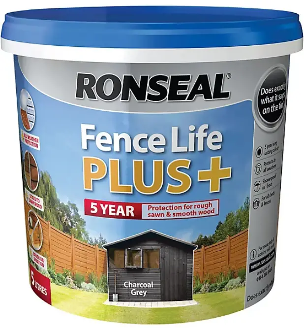 RONSEAL Fence Life Plus Matt Shed Fence Treatment Charcoal Grey 5L