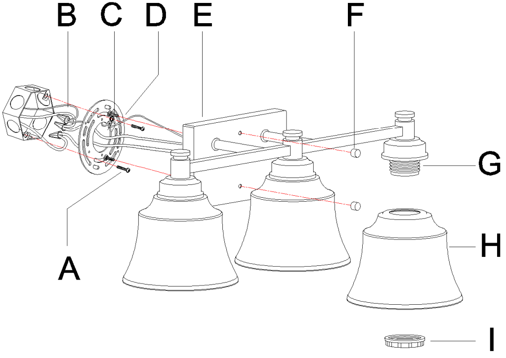 LNC A04846W3 22 Inch 3 Light Matte Black and Gold LED Modern Contemporary Vanity Light Bar - PARTS INCLUDING