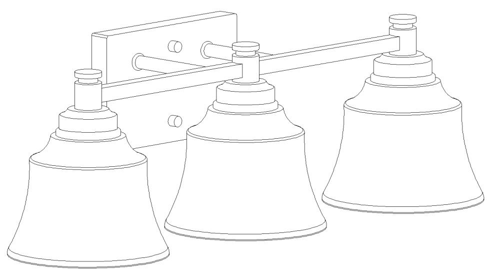 LNC A04846W3 22 Inch 3 Light Matte Black and Gold LED Modern Contemporary Vanity Light Bar