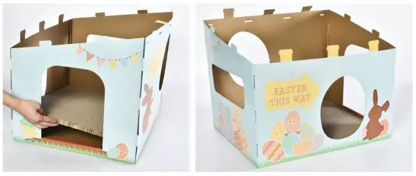 anko Cat Scratcher Box Easter Instructions - Place paper scratcher part D onto the floor of part A