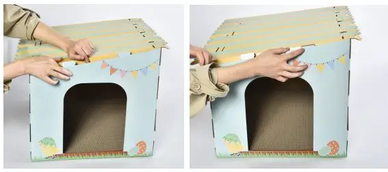 anko Cat Scratcher Box Easter Instructions - Tuck the sides of part C into the sides of Part A