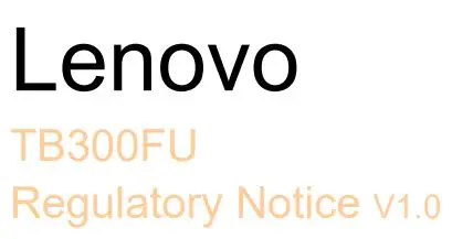 Lenovo TB300FU 8 Inch Tablet Instructions