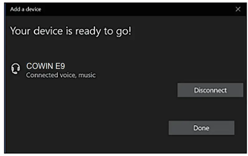 Cowin E9 Headphones - Bluetooth connection