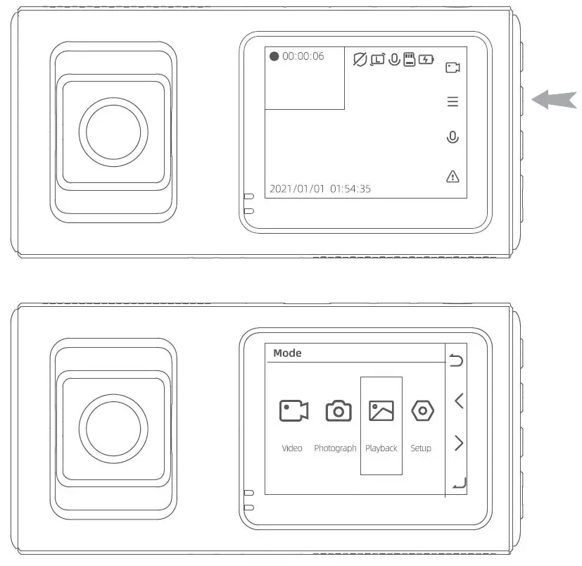 iZEEKER GD300 Dash Camera User Manual - Playback on camera