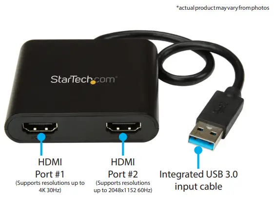 StarTech USB32HD2 USB 3.0 to Dual HDMI Adapter