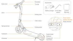 ninebot E8 E10 Electirc KickScooter - Parts and Functions