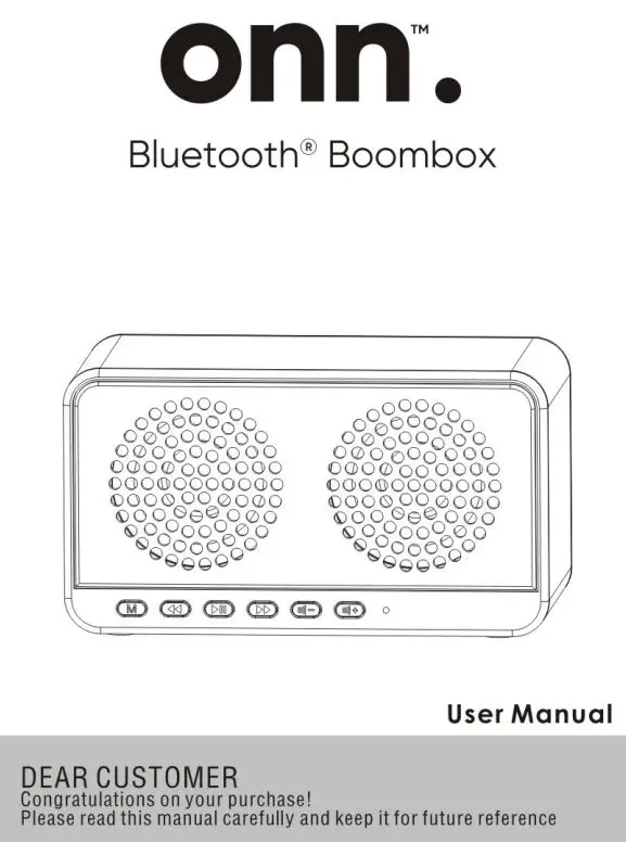onn 100070575 Bluetooth Boombox User Manual
