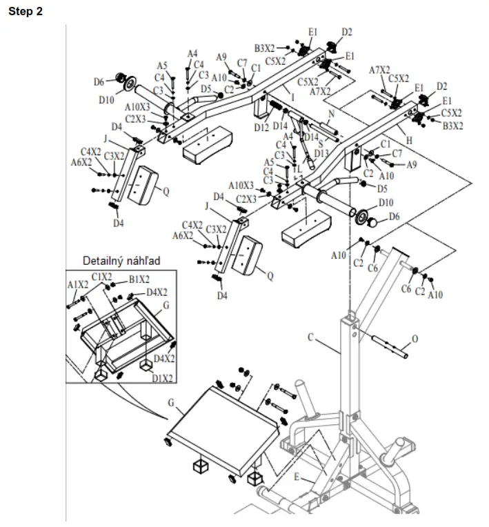 insportline Leverage Squat Calf Machine Body Solid - Step 2
