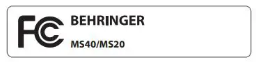 behringer 24-Bit 192 kHz Digital 40 20-Watt Stereo Near Field Monitors User Guide - FCC icon