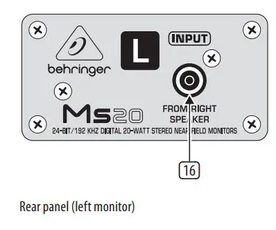 behringer 24-Bit 192 kHz Digital 40 20-Watt Stereo Near Field Monitors User Guide - Rear panel (left monitor)