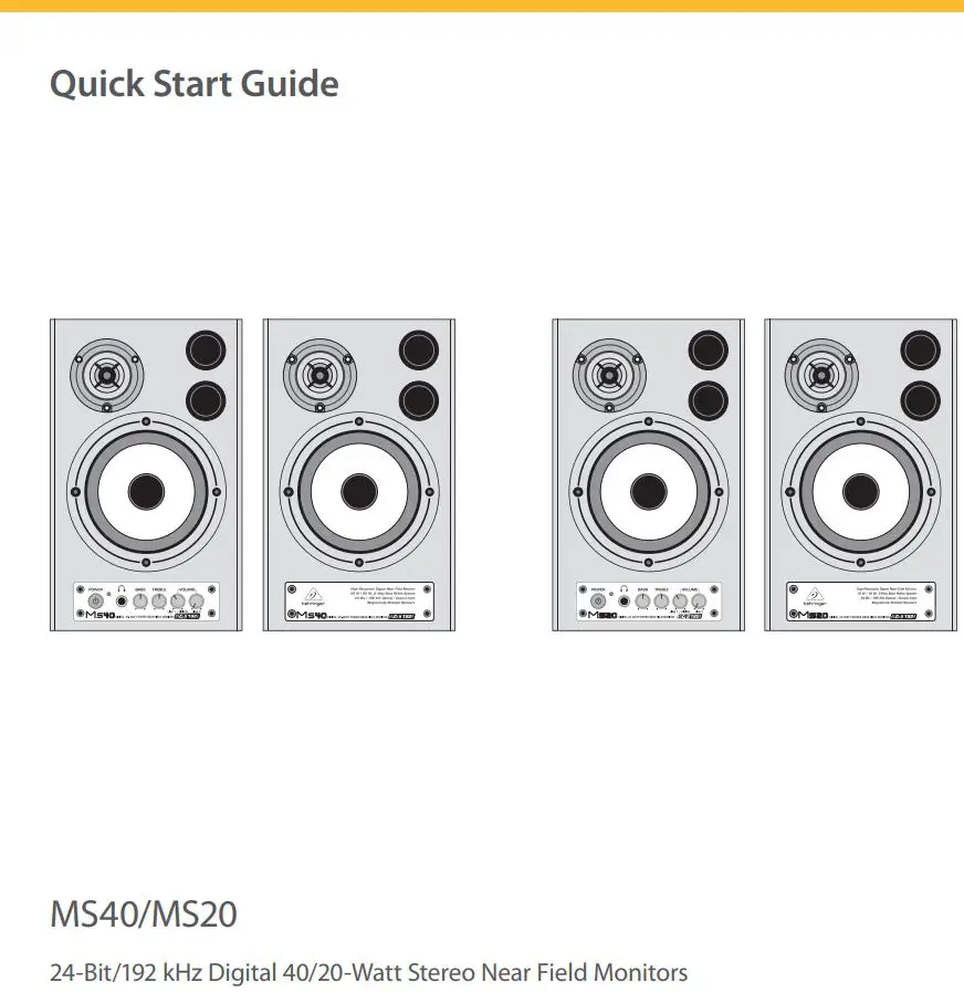 behringer 24-Bit 192 kHz Digital 40 20-Watt Stereo Near Field Monitors User Guide