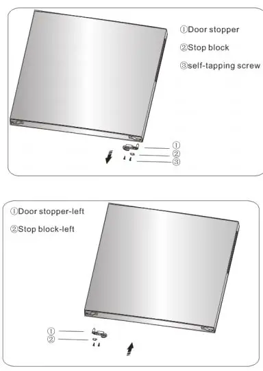Hisense Bottom Mount Fridge Instruction Manual - Change screw hole covers and screw on middle cover plate from left to right