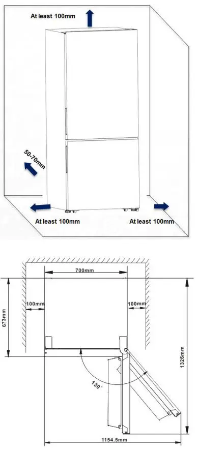 Hisense Bottom Mount Fridge Instruction Manual - Installing your new appliance